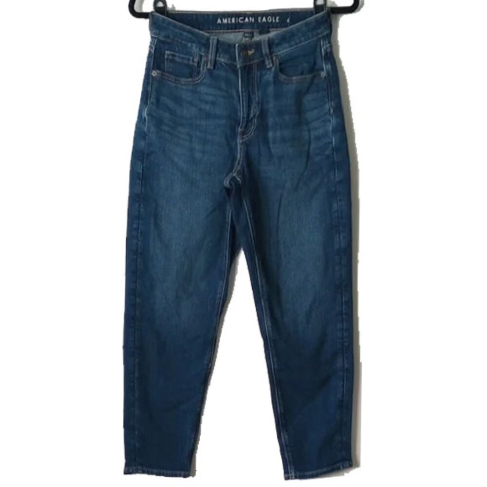NWOT American Eagle Outfitters Mid Rise Mom Jeans 4S 27x26 4 Short Dark Wash